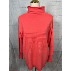 NWT Chelsea & Theodore Coral Ribbed‎ Cowl Neck Tunic Sweater Women's XS